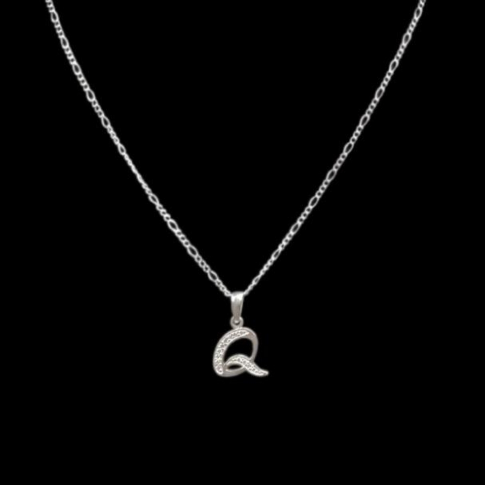925 sterling silver alphabet‎ letter Q pendant necklace